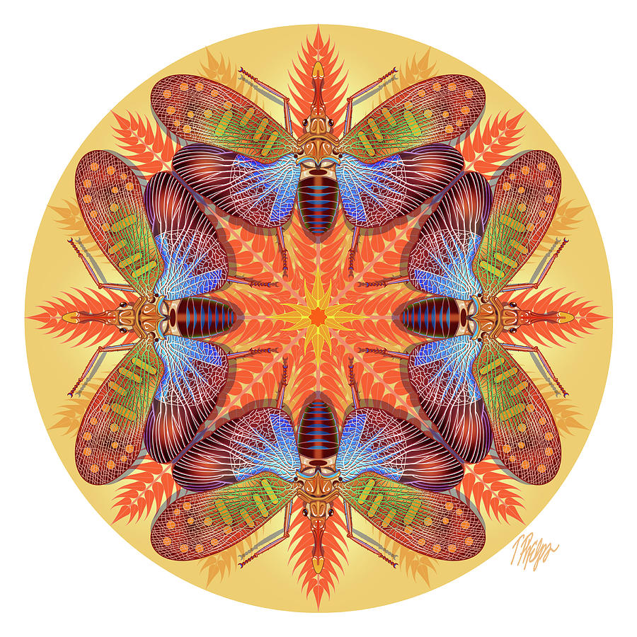 Wildlife Digital Art - Indonesian Lanternfly #2 Mandala by Tim Phelps