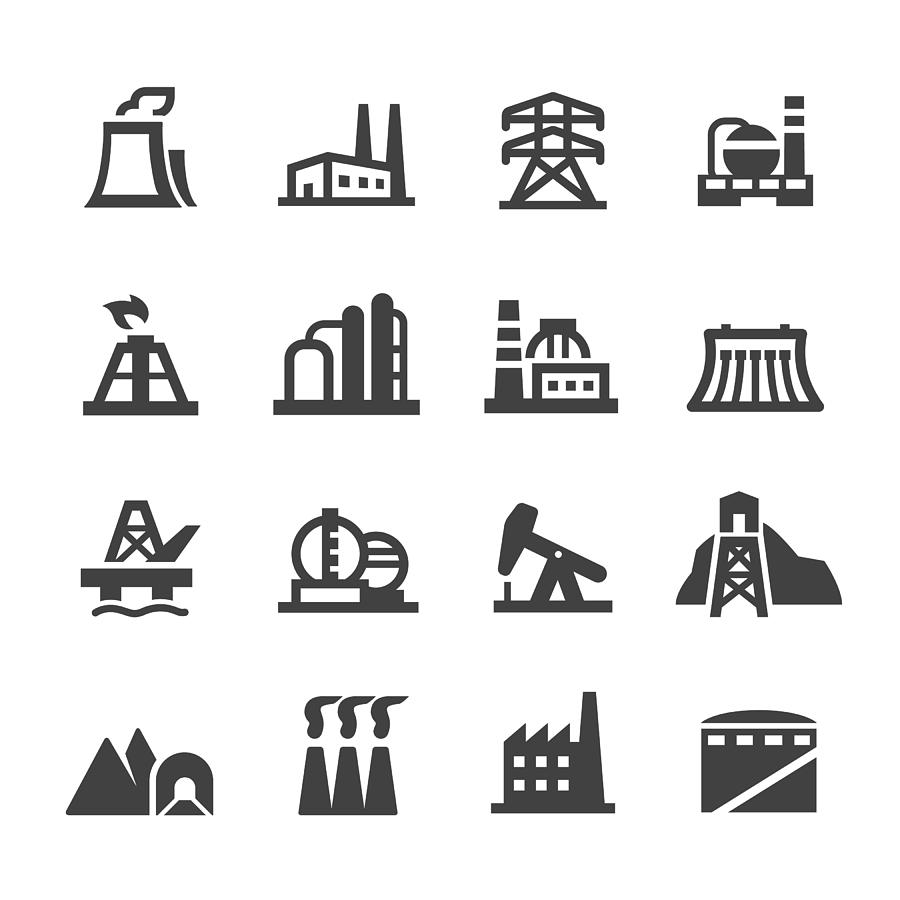 Industrial Building Icons - Acme Series Drawing by -victor-