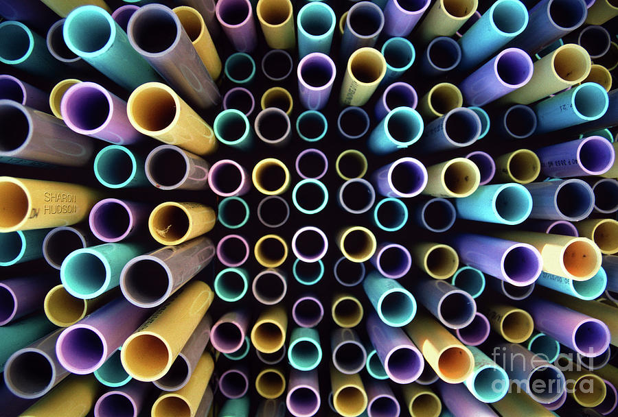 industrial photography - Plastic Pipes Photograph by Sharon Hudson