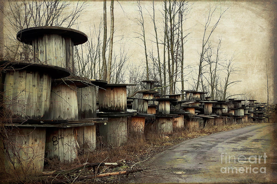 Industrial Wooden Spools of Yesteryear Photograph by Barbara McMahon