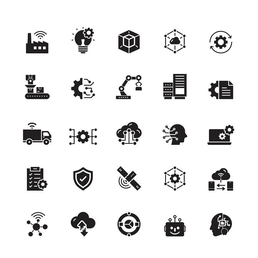 Industry 4.0 Related Vector Icons Drawing by Cnythzl