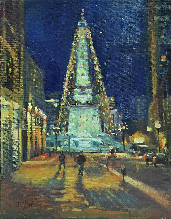 Indianapolis Painting - Indy Holiday Stroll by Donna Shortt