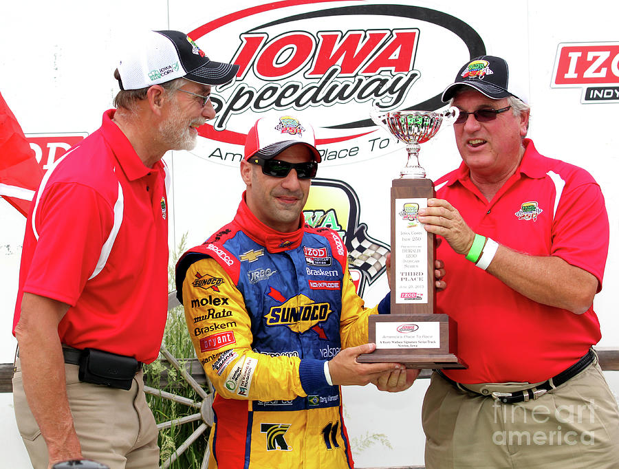 Indycar Iowa Speedway 2013 Tony Kanaan and Iowa Corn Representatives Photograph by Pete Klinger