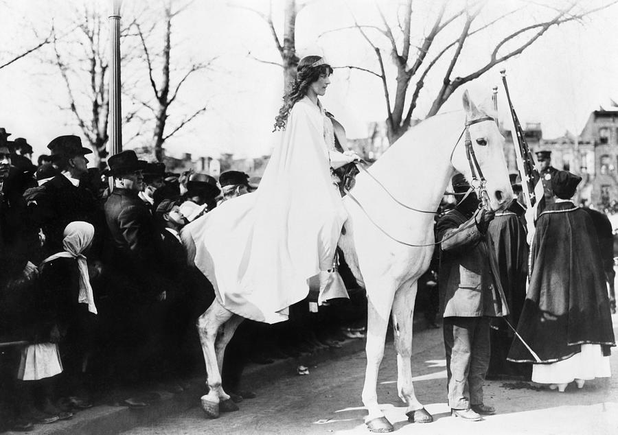 Inez Milholland On White Horse - Woman Suffrage Parade 1913 Photograph by War Is Hell Store