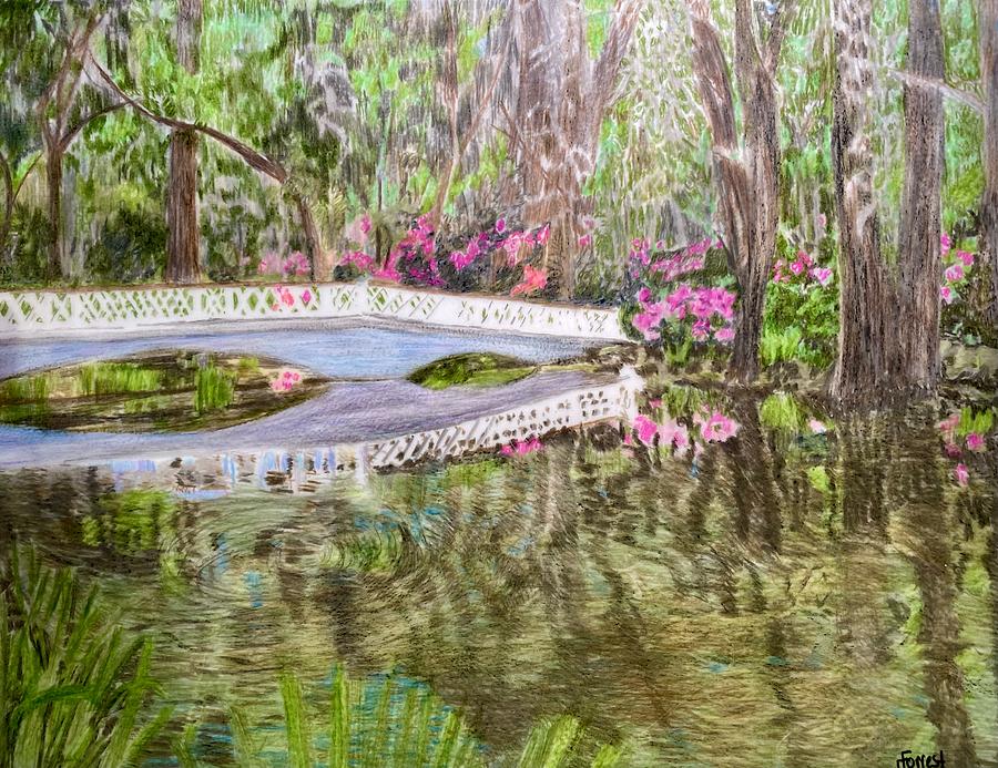 Infamous White Foot Bridge, Magnolia Gardens Painting