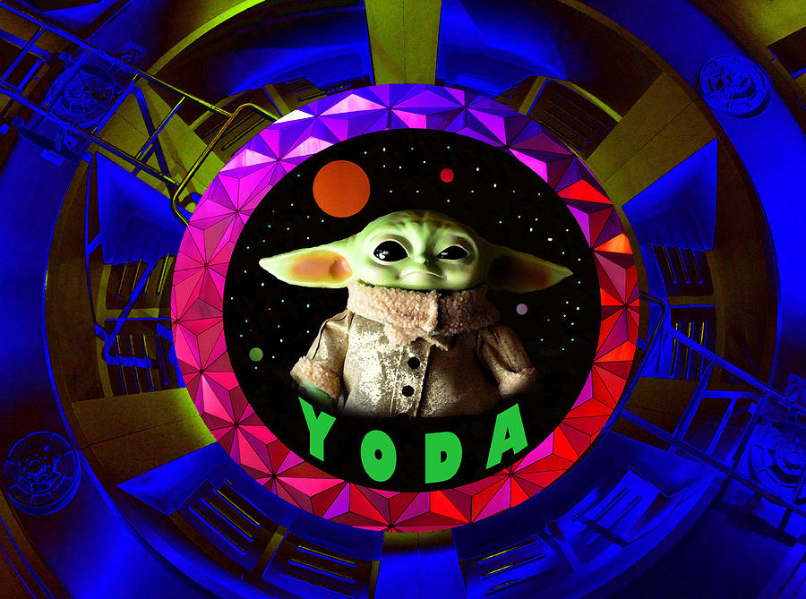 Infant Yoda In Space Mixed Media