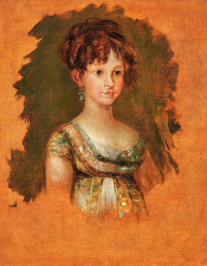 Francisco Goya Painting - Infanta Maria Isabel, later Queen of the Two Sicilies, for the Portrait of the Family of Carlos IV by Francisco de Goya