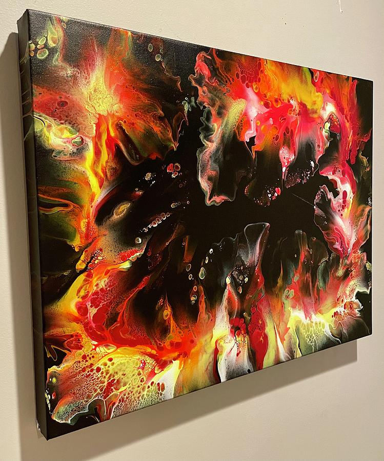 Inferno Acrylic Pour Painting Painting by Priyanka Thakur - Fine Art ...