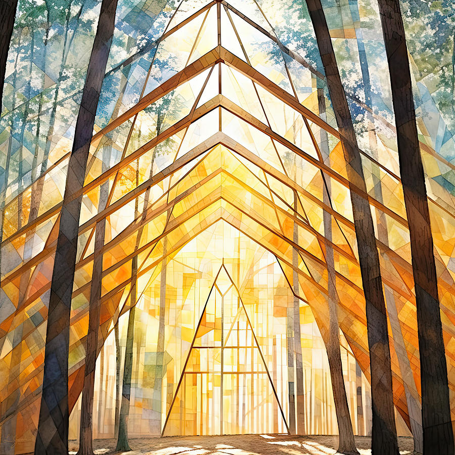 Modern Forest Painting - Infinite Beauty - Blue and Gold Modern Art by Lourry Legarde