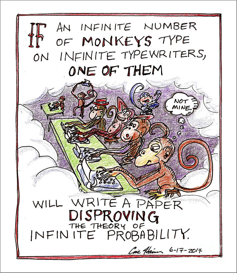 Infinite Monkey Typewriter Probability Drawing by Eric Haines