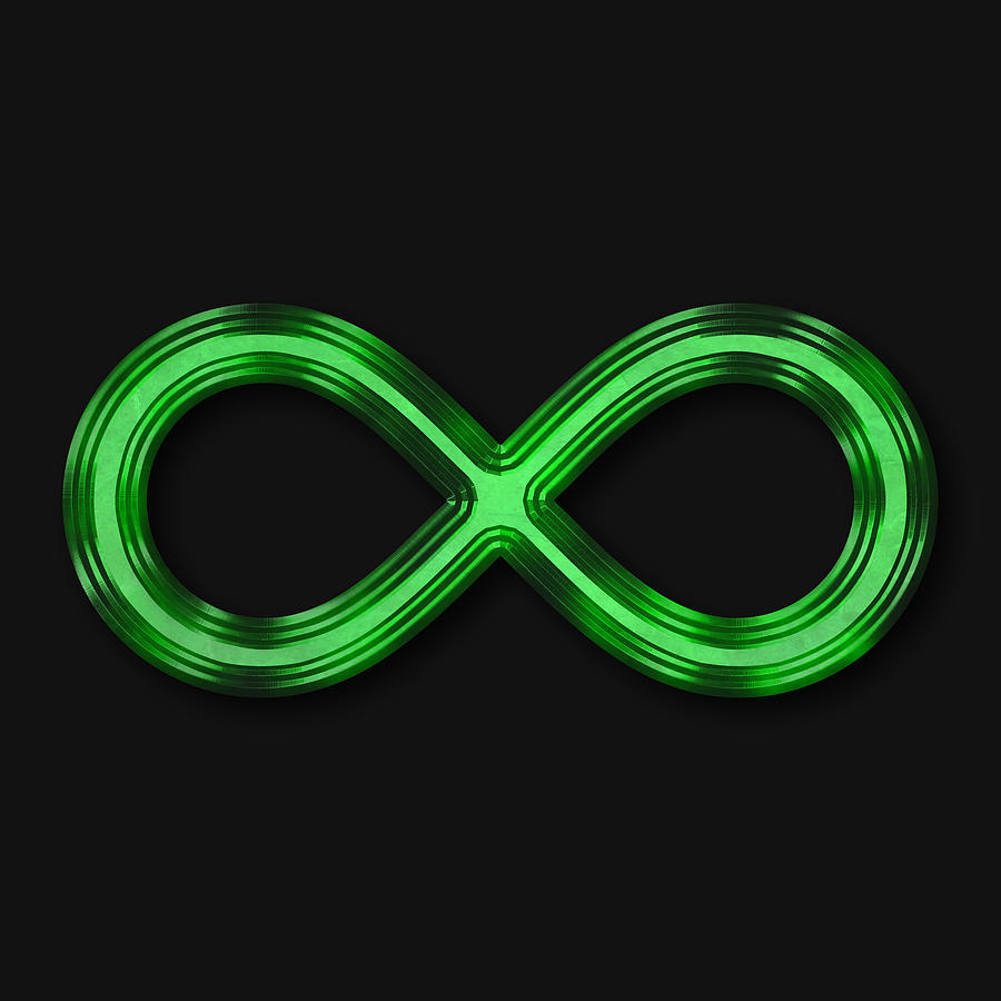 Greek Digital Art - Infinity Symbol - green chrome by Edouard Coleman
