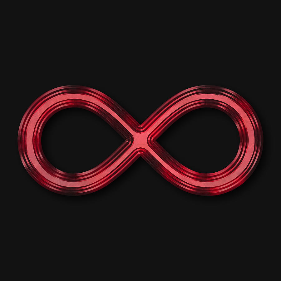 Infinity Symbol - red chrome Digital by Edouard Coleman Pixels Merch