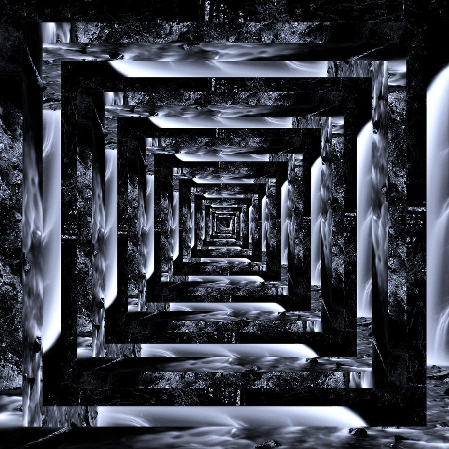 Infinity Tunnel Franklin Falls Black And White Digital Art