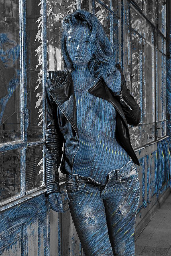 Inflammable Denim Genetic Mixed Media by Stephane Poirier