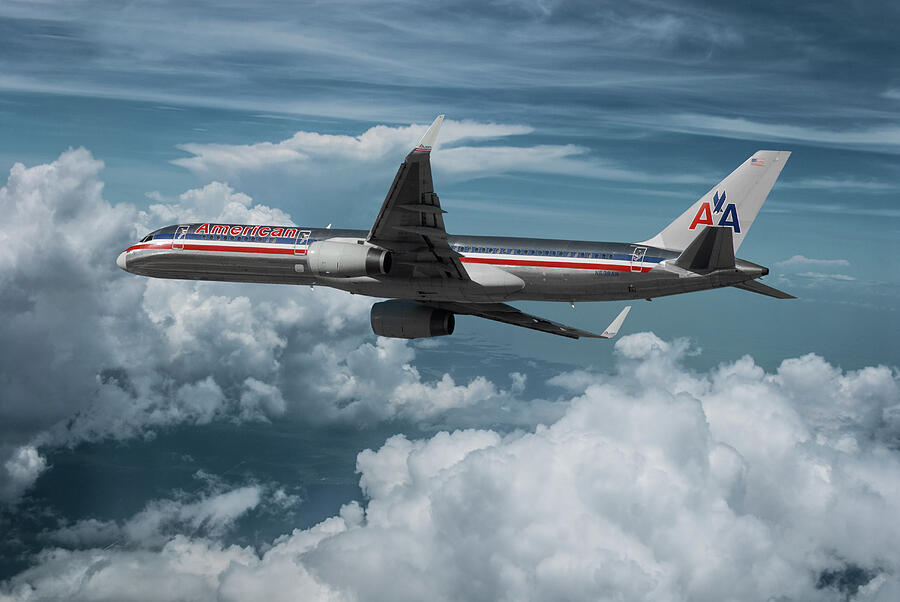 Inflight View American Airlines Boeing 757 Mixed Media by Erik Simonsen