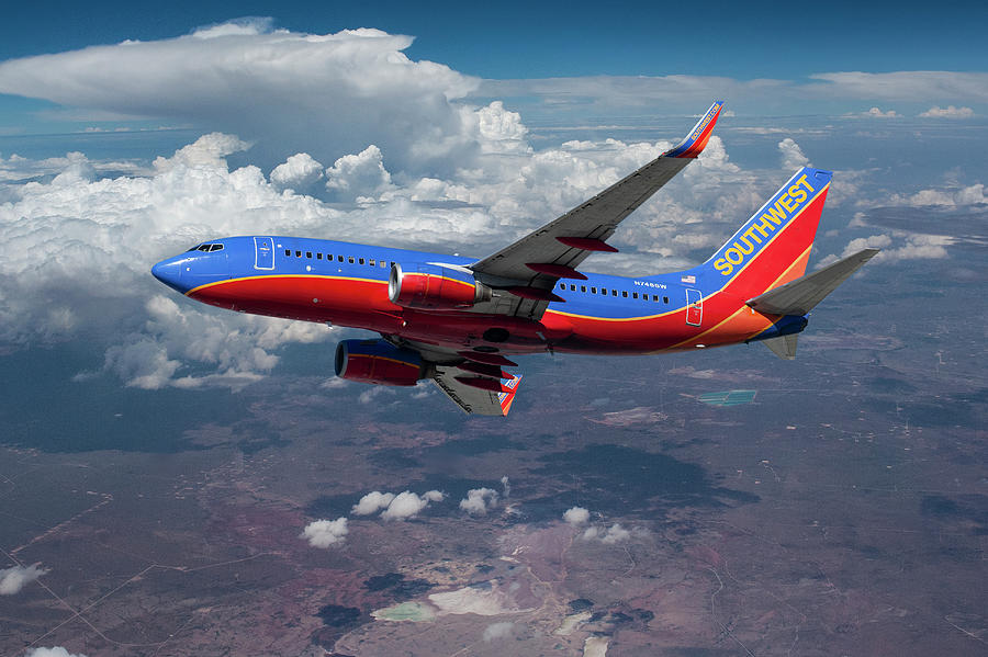 Inflight View of a Southwest Airlines Boeing 737 Mixed Media by Erik Simonsen