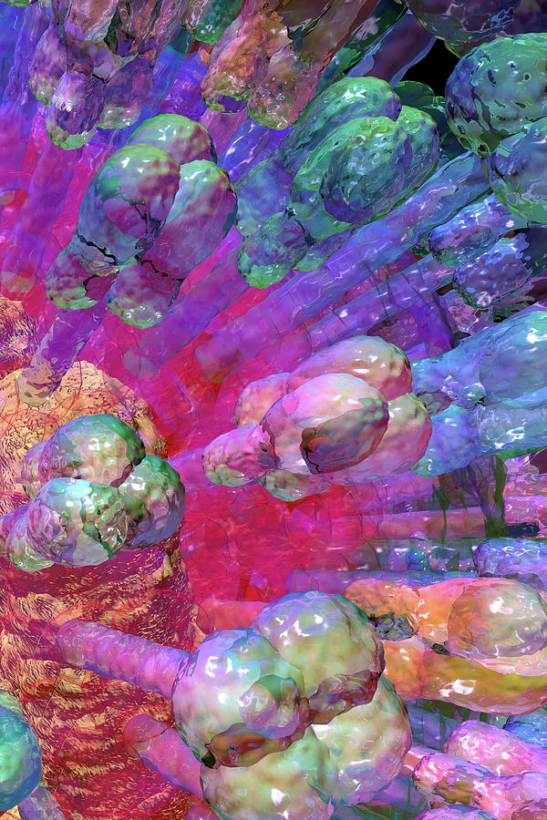 INFLUENZA Rainbow Virus Abstract Digital Art by Russell Kightley