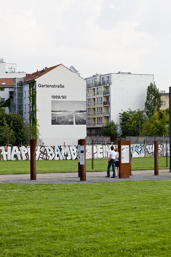 Info poles at Berlin Wall Memorial Site Photograph by Merten Snijders