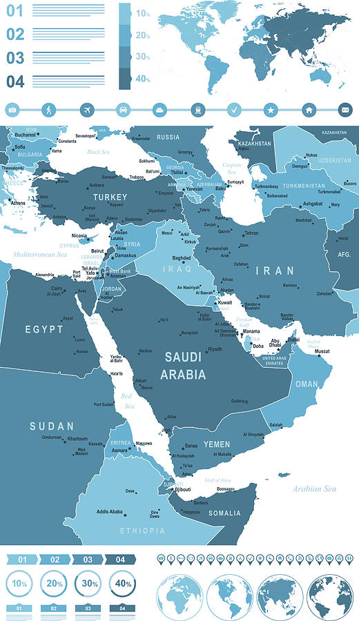 Infographic Map of Middle East Drawing by Pop_jop