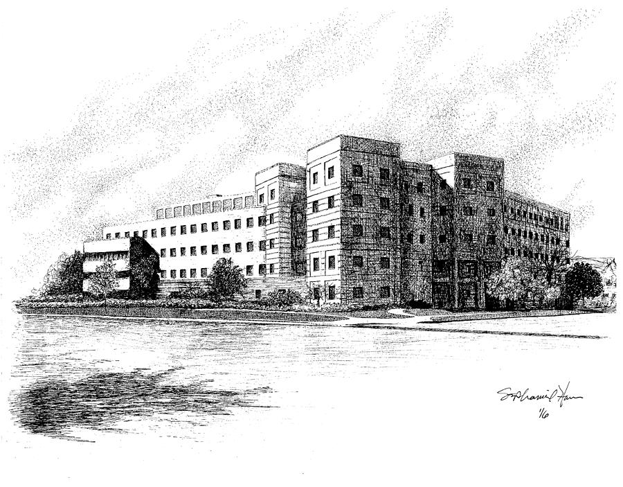 Informatics Building, IIUPUI, Indianapolis, Indiana Drawing by Stephanie Huber