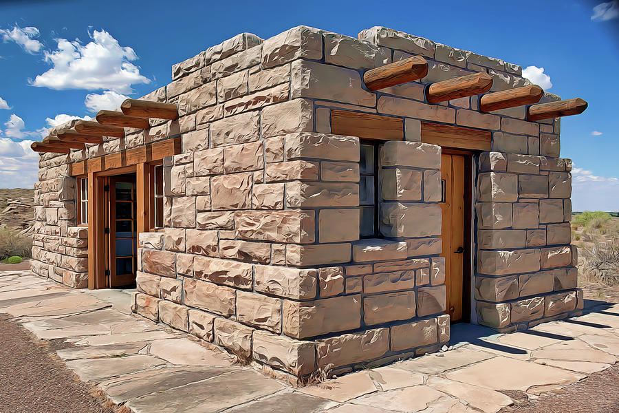 Information Center at Puerco Pueblo Ruins Digital Art by Larry Nader