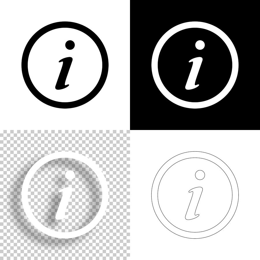 Information. Icon for design. Blank, white and black backgrounds - Line icon Drawing by Bgblue