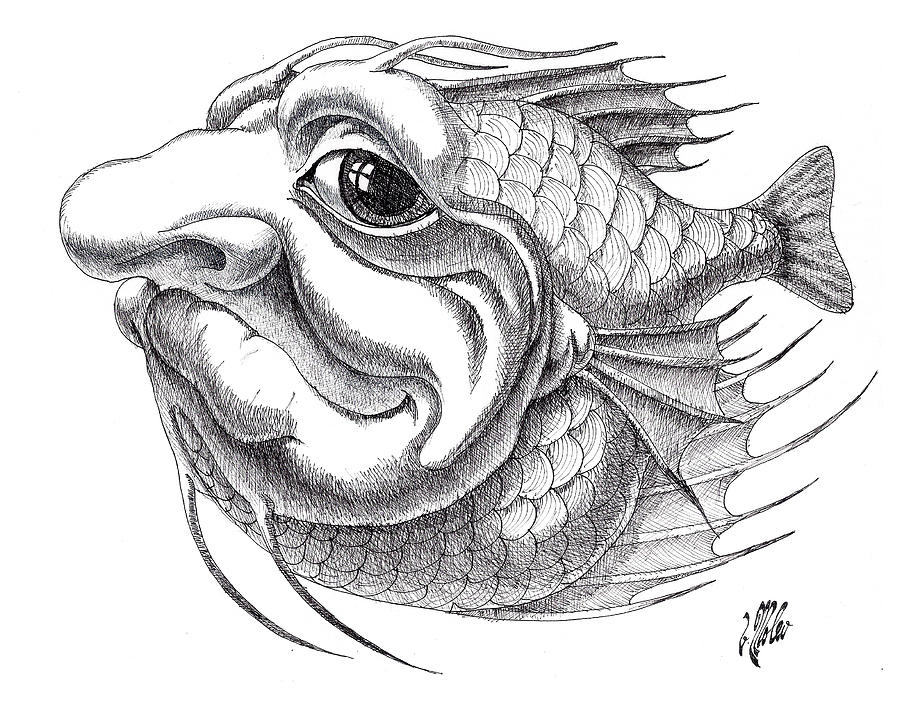 Informed Fish. Drawing by Victor Molev