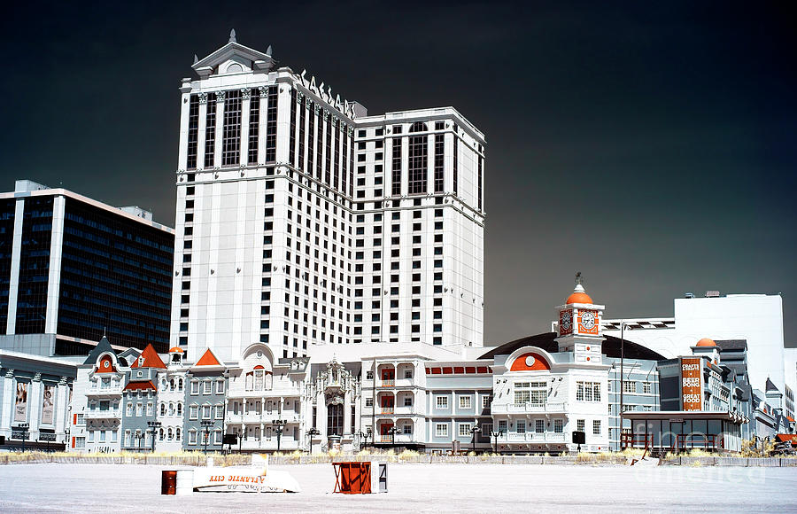 Infrared Caesars on the Beach in Atlantic City Photograph by John Rizzuto