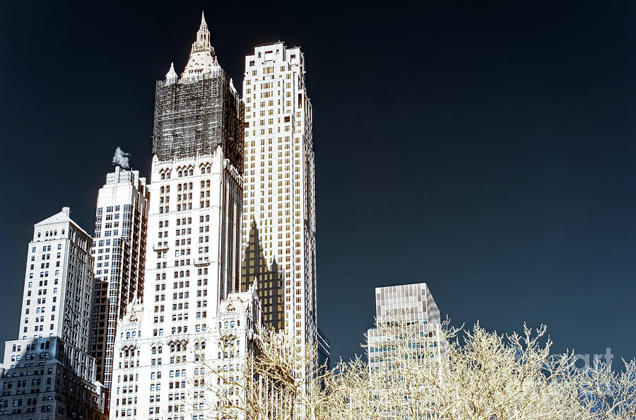 Infrared Downtown Buildings in New York City Photograph by John Rizzuto