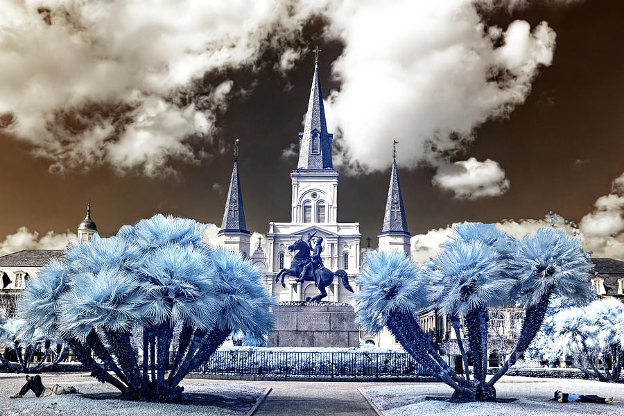 Infrared Jackson Square Sleeping in New Orleans Photograph by John Rizzuto