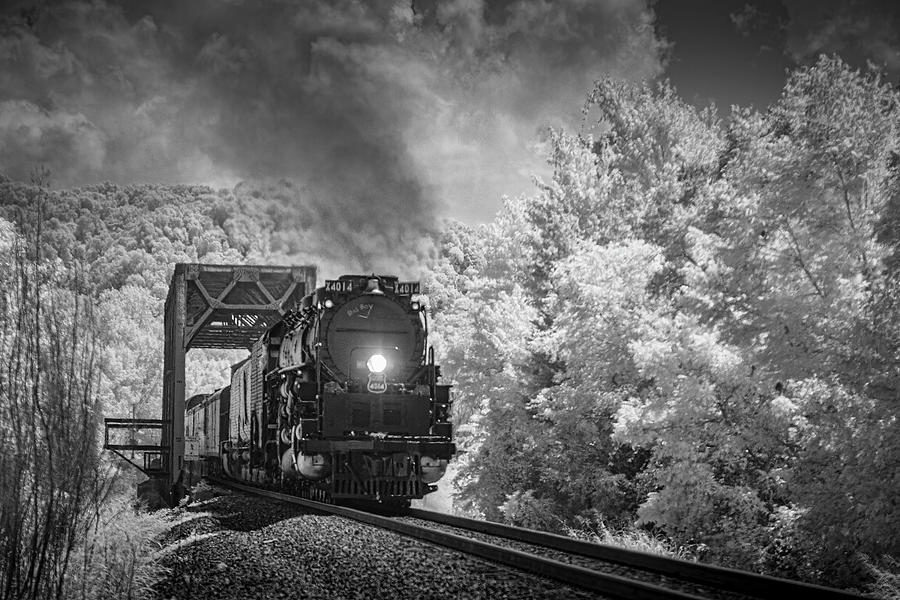 Infrared of the Union Pacific Big Boy 4014 at Aldridge Illinois Photograph by Jim Pearson