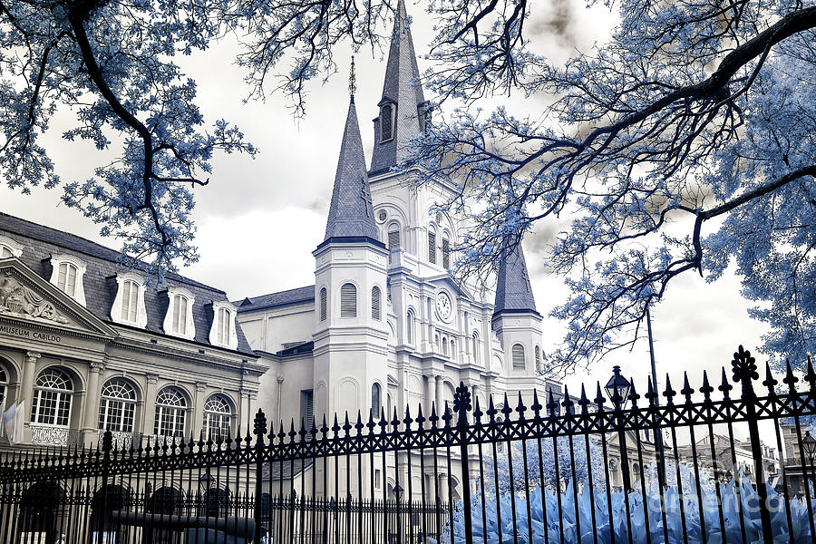 Infrared Over the Fence and Through the Trees at Jackson Square Photograph by John Rizzuto