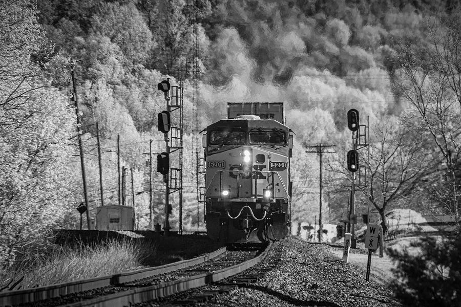 Infrared Photo Is Of Intermodal Csx I028 As It Crests The Grade At Mortons Gap Ky Photograph