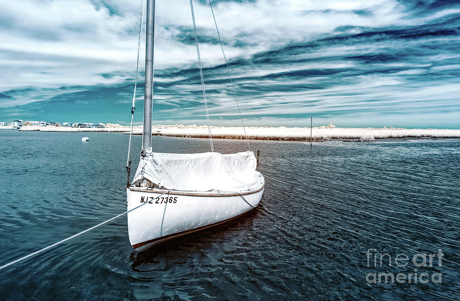 Infrared Sailboat Blues at Long Beach Island Photograph by John Rizzuto