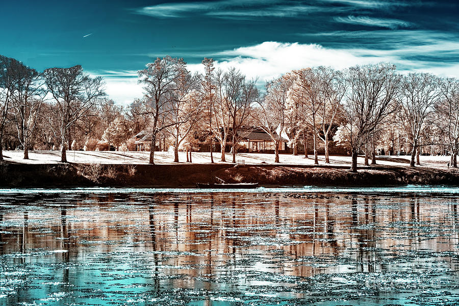 Infrared Trees Across the Delaware at Washington Crossing Photograph by John Rizzuto