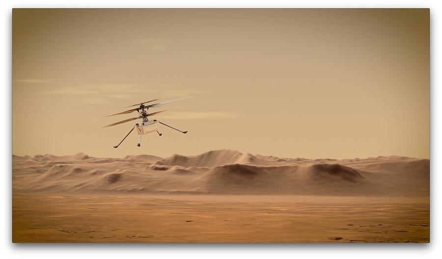 Ingenuity Mars Helicopter in Flight Digital Art by Celestial Images