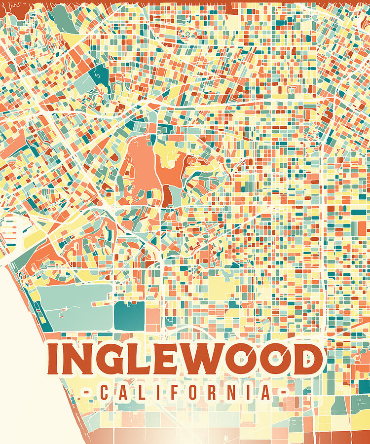 Inglewood US map Digital Art by Alexandru Chirila - Fine Art America