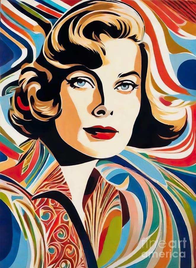 Ingrid Bergman abstract portrait Digital Art by Movie World Posters