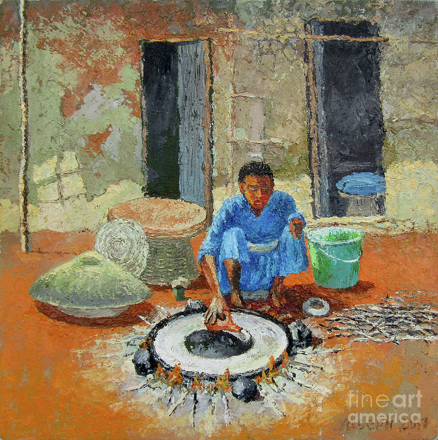 Mama Painting - Injera by Yoseph Abate