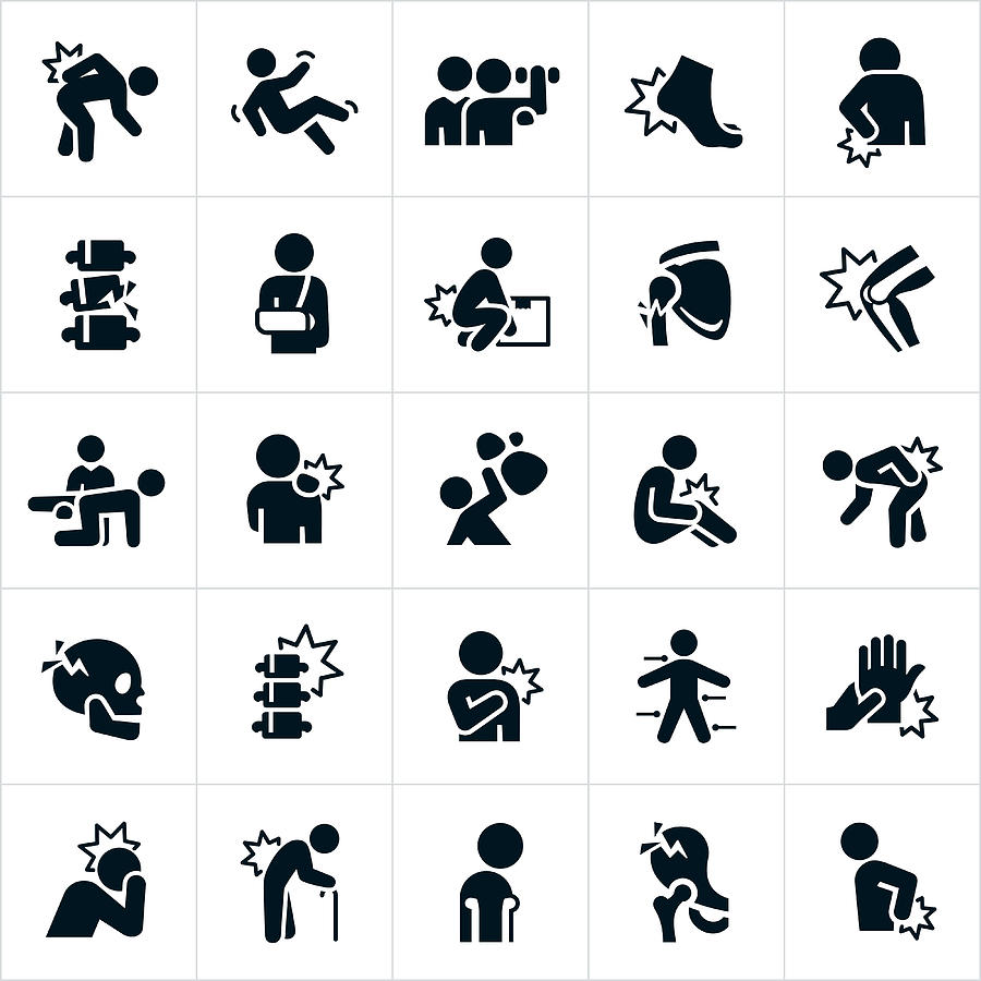 Injury and Pain Icons Drawing by Appleuzr