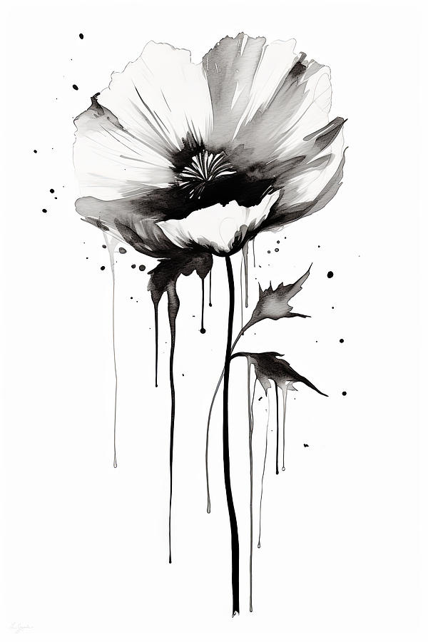 Ink Blot Flowers Painting by Lourry Legarde