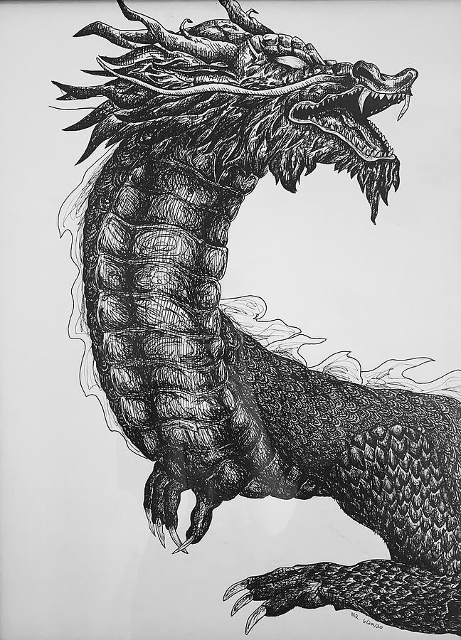 Ink Dragon Drawing by Maddison Rice - Fine Art America