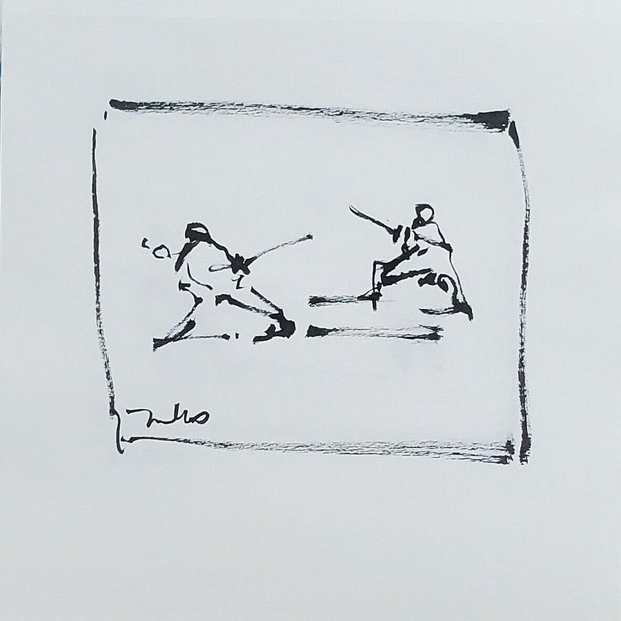 Ink Fencing Figures Drawing by Jose Trujillo - Fine Art America