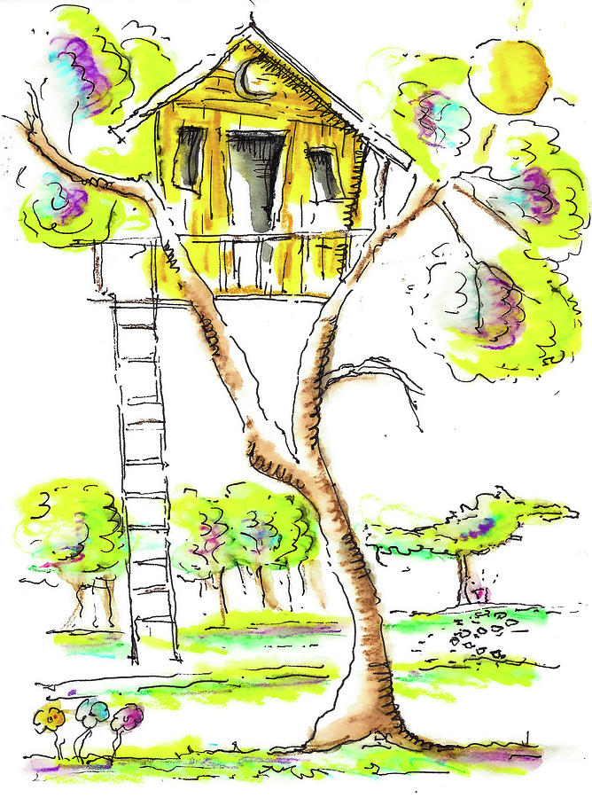Treehouse - Inkspired  Drawing by Jason Nicholas