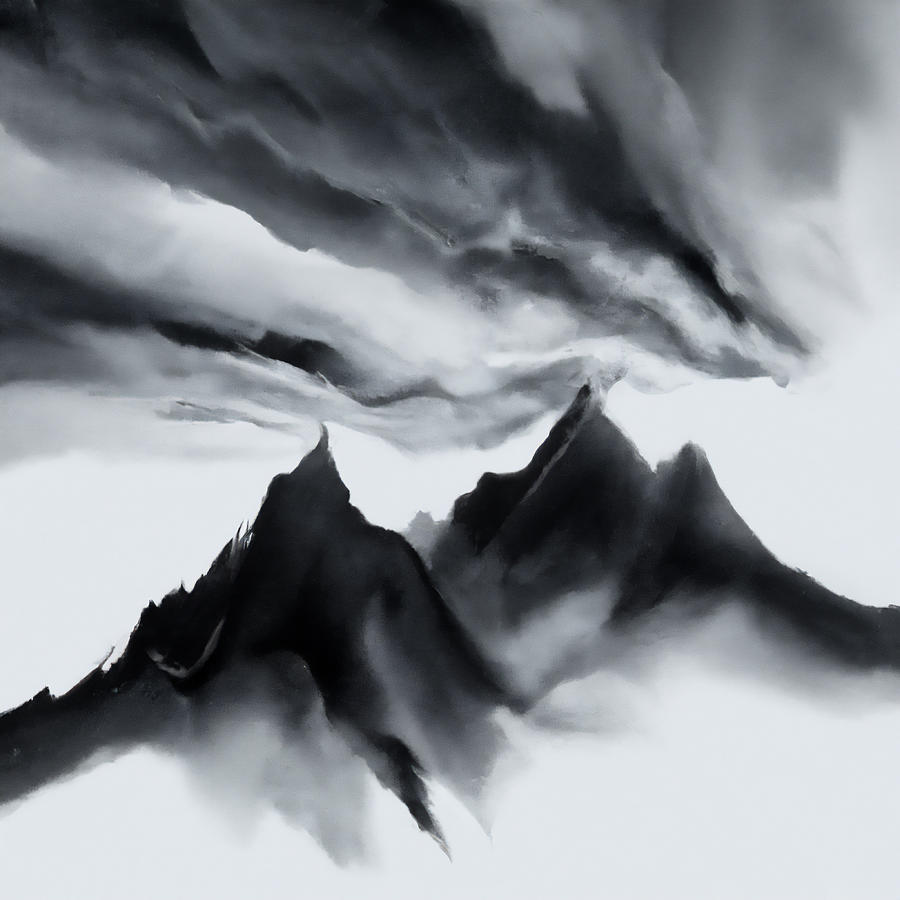 Ink Mountain Digital Art by Patrick Oleksy - Fine Art America