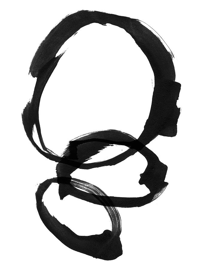 Ink Rings Black and White Abstract Painting Painting by Janine Aykens