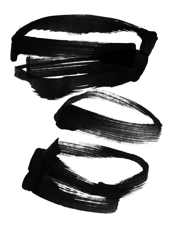 Ink Shapes Black and White Abstract Painting Painting by Janine Aykens