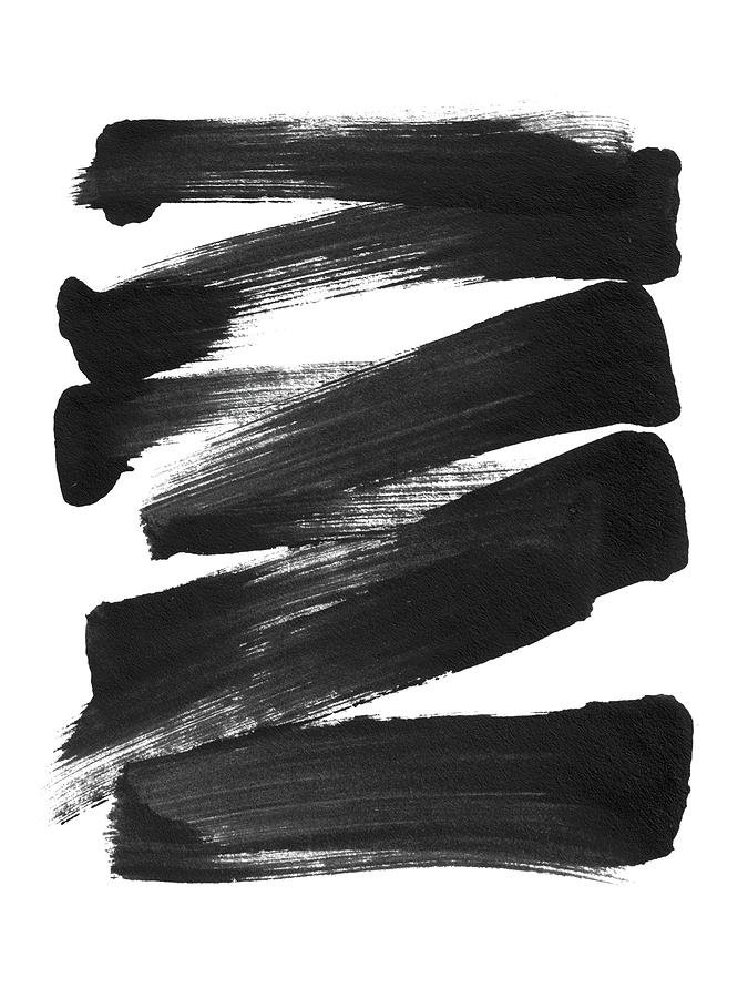 Ink Strokes Black and White Abstract Painting Painting by Janine Aykens