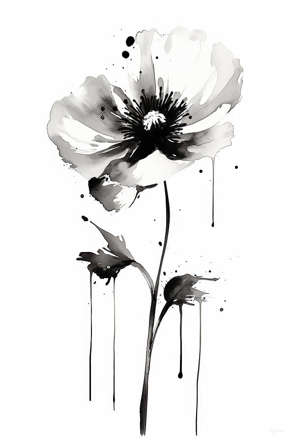 Inkblot Flower Painting by Lourry Legarde