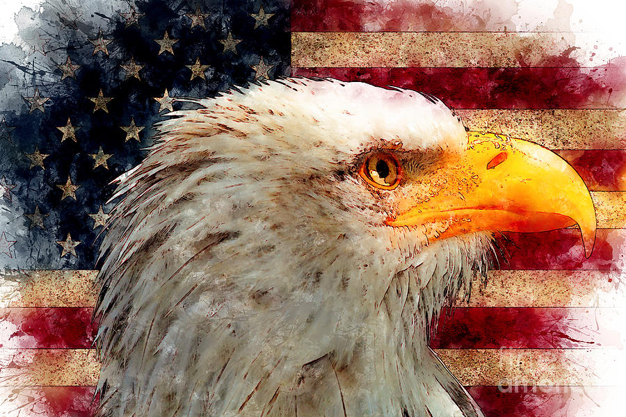 Artist Digital Art - Inked American Eagle by Funny4You